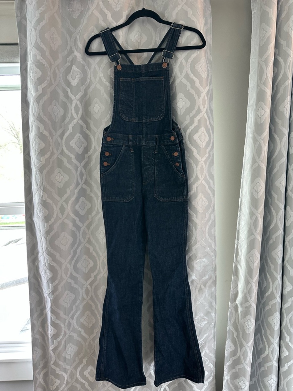 Madewell Dark Blue Denim Overalls with flares
